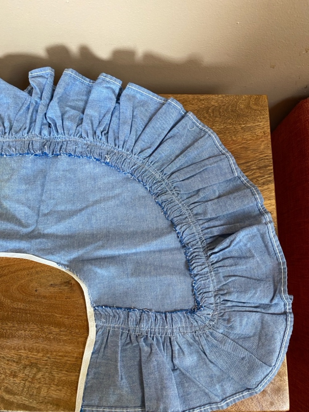 Vintage Inspired Novelty Chambray Denim 
Oversized Detachable Collar Ruffle - Picture 8 of 10